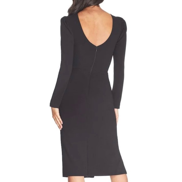 NWT Dress the Population Nadia Black Puff Sleeve Dress XS Structured Sculpted - Picture 7 of 14